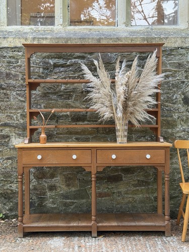 Vintage oak open dresser - open,