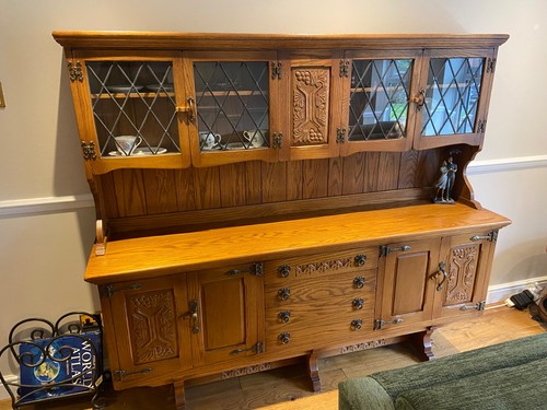 Vintage solid oak carved - vintage,