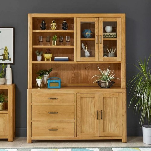 Large glazed dresser soho - large, oak