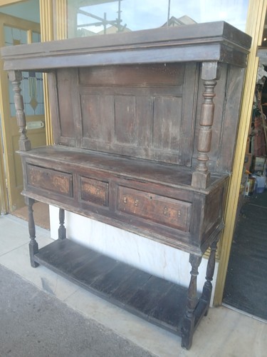 Antique period oak dresser pot - antique,