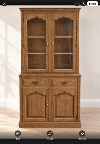 Oak glazed display cabinet - oak,