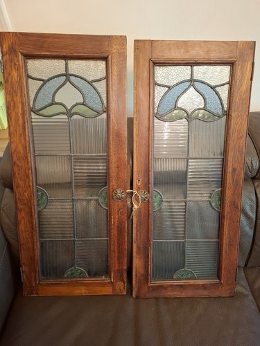Pair antique oak display - pair,
