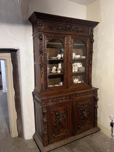 Antique hand carved oak - carved,