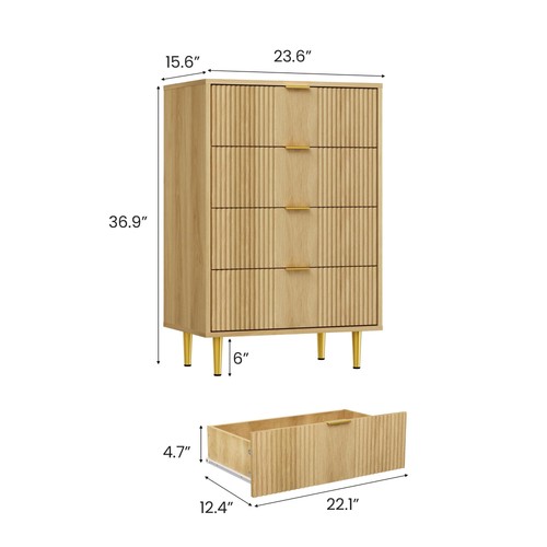 Modern fluted drawer tall - fluted, 4-drawer